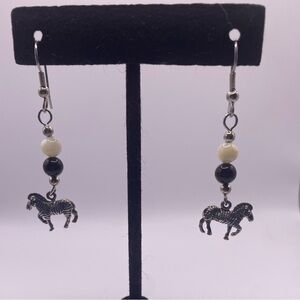 NWT Hand-Made Zebra Charm Dangle Earrings